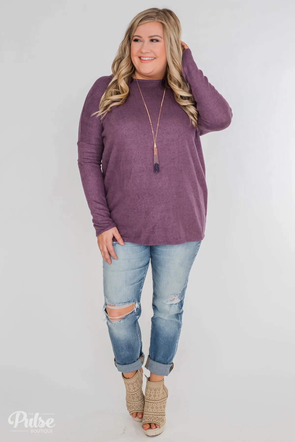 Twist of Spring Long Sleeve Top - Purple