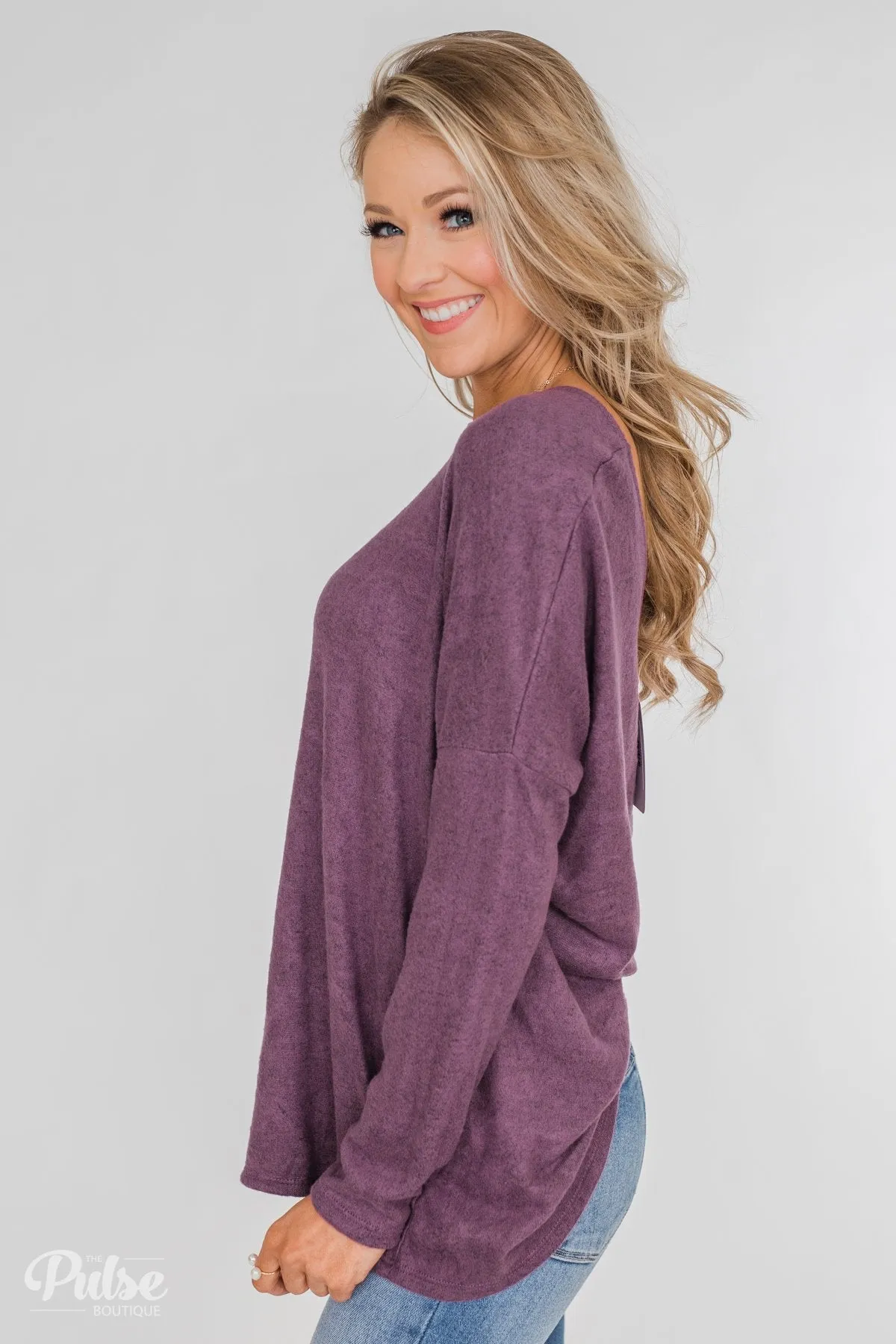 Twist of Spring Long Sleeve Top - Purple