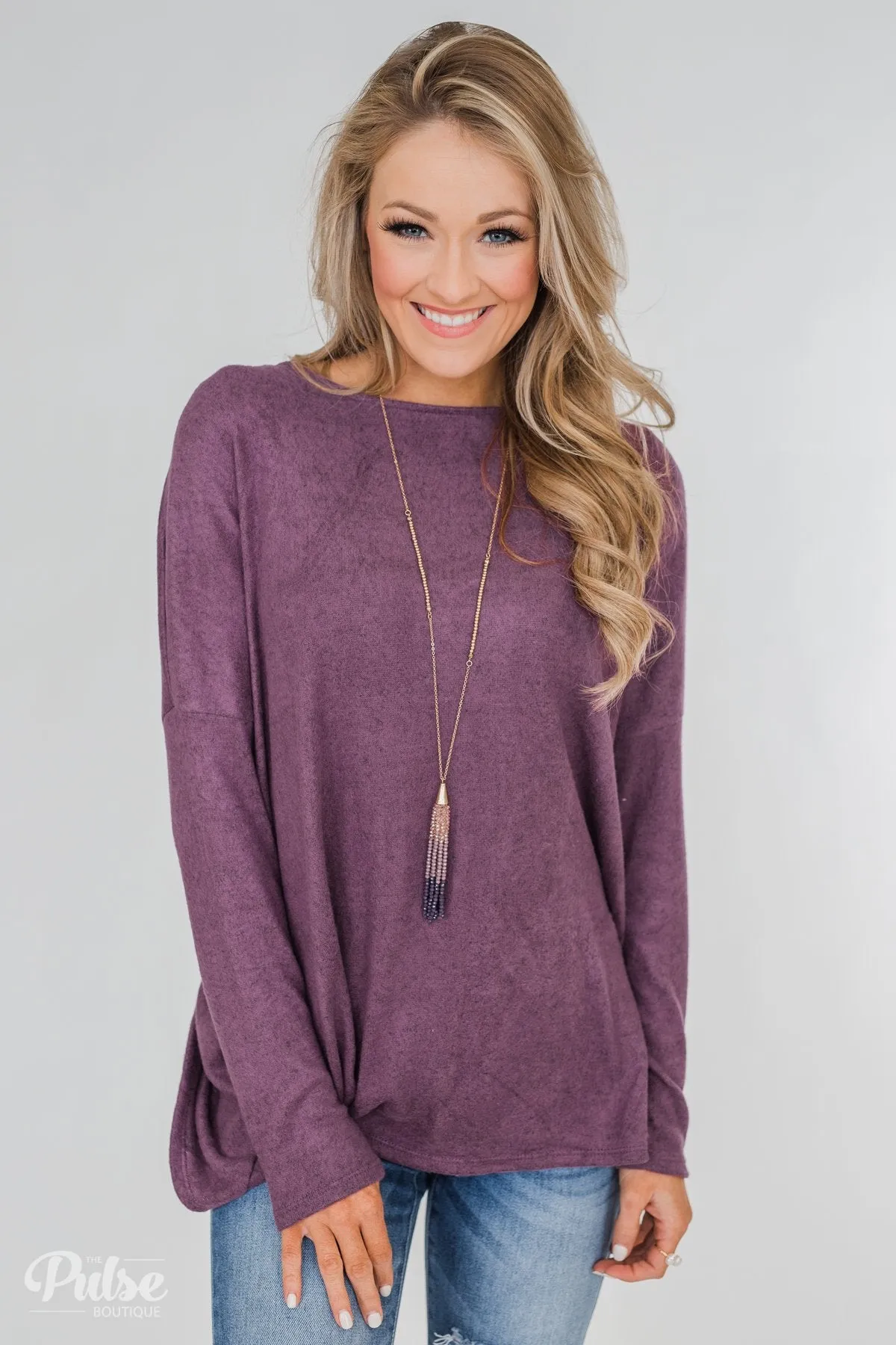 Twist of Spring Long Sleeve Top - Purple