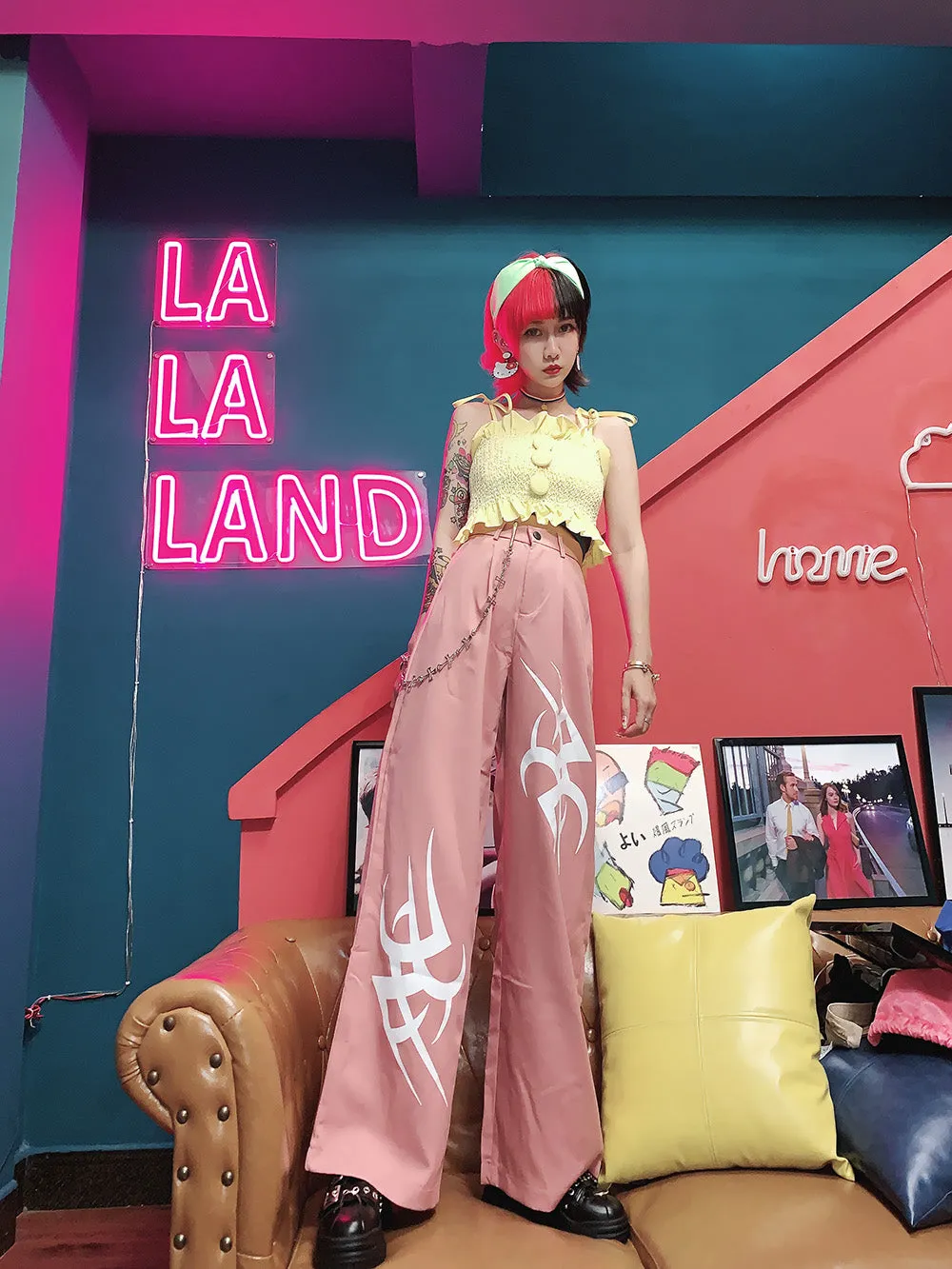 Ulzzang pink pants KF9525