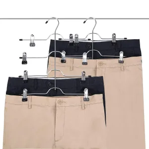 UTOVME 4 Tier Jeans Trouser Skirt Scarf Hanger, Adjustable Clips, Stainless Steel Black Vinyl, 5 PCS