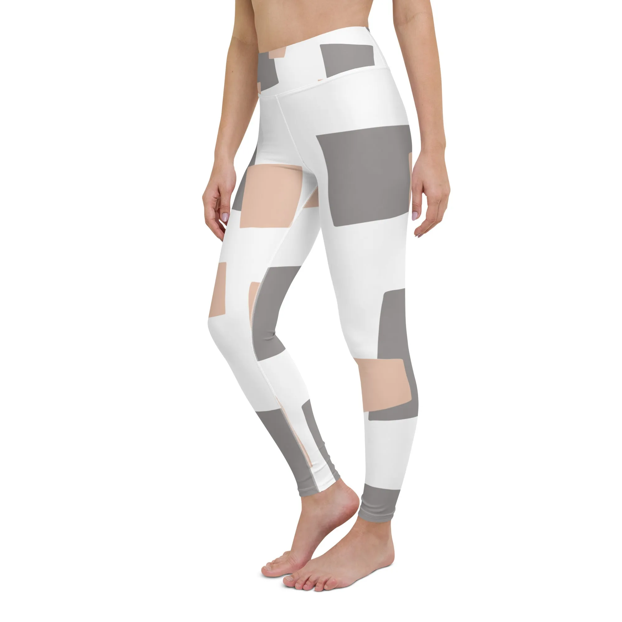 Val - Tan Grey Checkered Leggings
