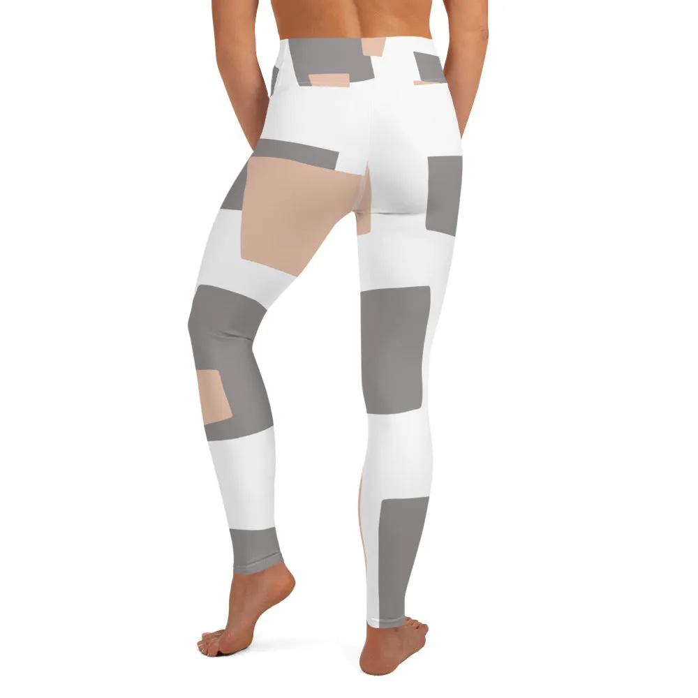 Val - Tan Grey Checkered Leggings