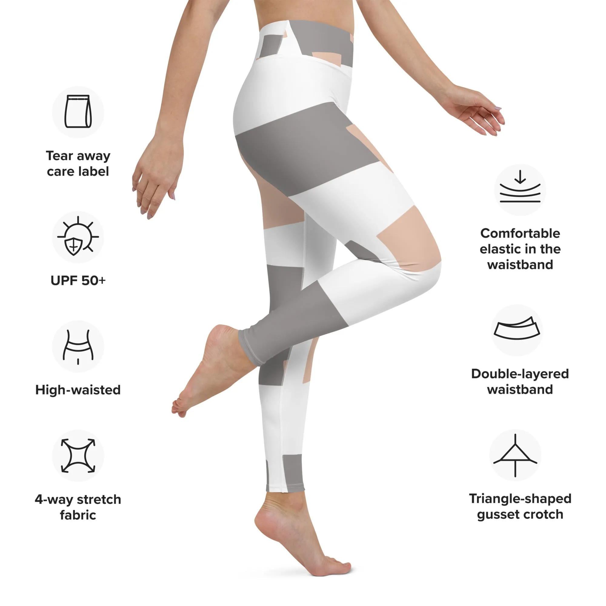 Val - Tan Grey Checkered Leggings