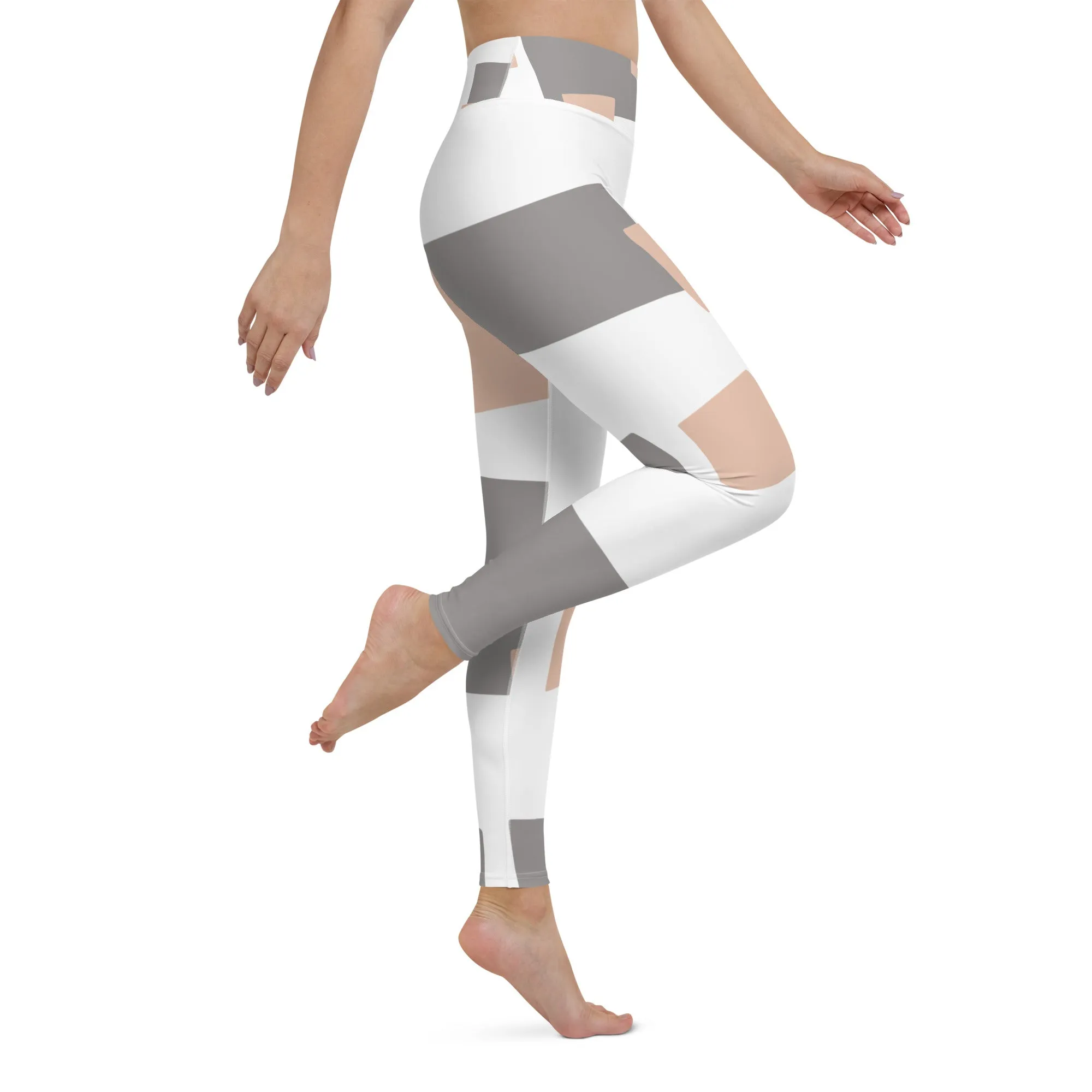 Val - Tan Grey Checkered Leggings