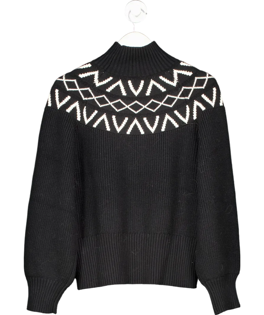 Varley Black Marcie Fairisle Pattern Yoke Knit Jumper UK S