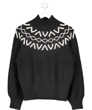 Varley Black Marcie Fairisle Pattern Yoke Knit Jumper UK S