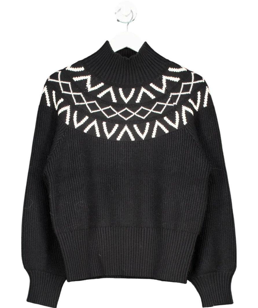 Varley Black Marcie Fairisle Pattern Yoke Knit Jumper UK S