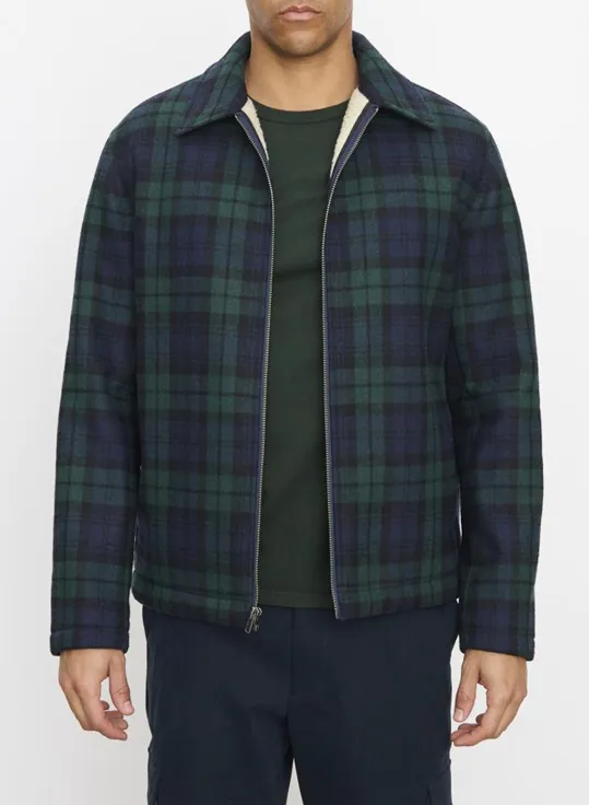Vince Sherpa-Lined Plaid Wool-Blend Jacket