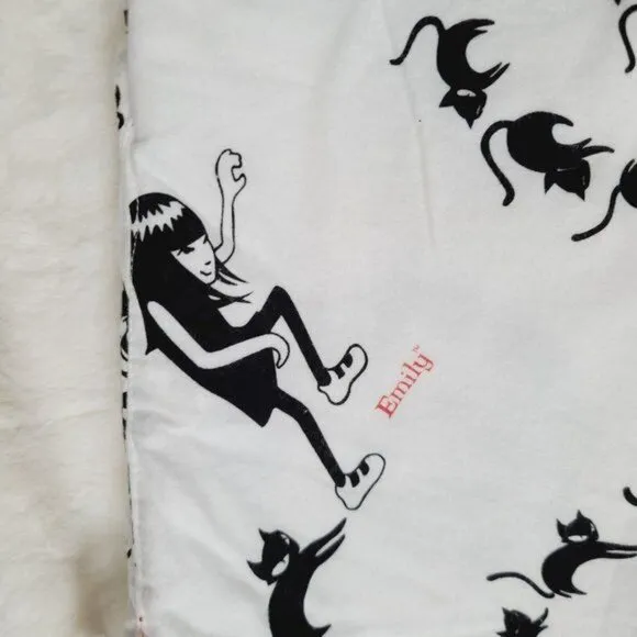 Vintage Emily the Strange Pajama Pants, White &amp; Black, Small