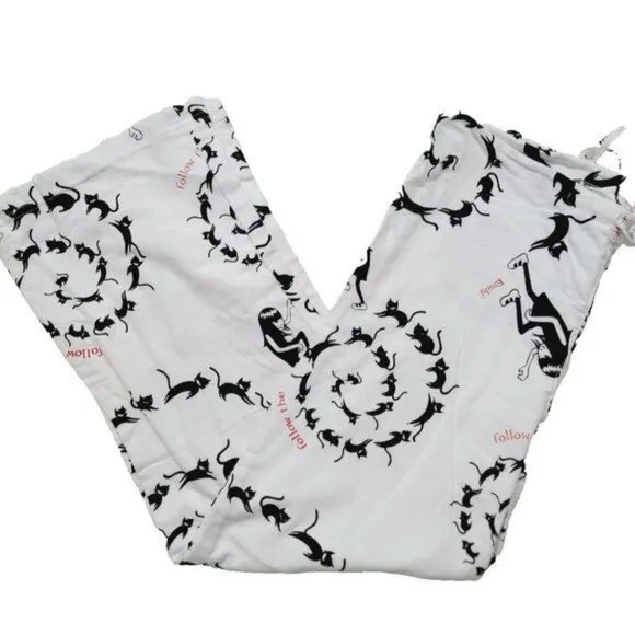 Vintage Emily the Strange Pajama Pants, White &amp; Black, Small