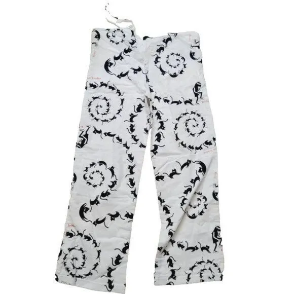 Vintage Emily the Strange Pajama Pants, White &amp; Black, Small