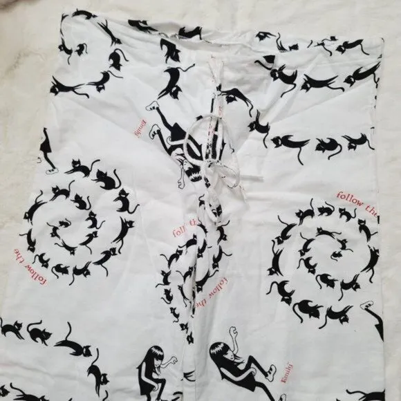 Vintage Emily the Strange Pajama Pants, White &amp; Black, Small