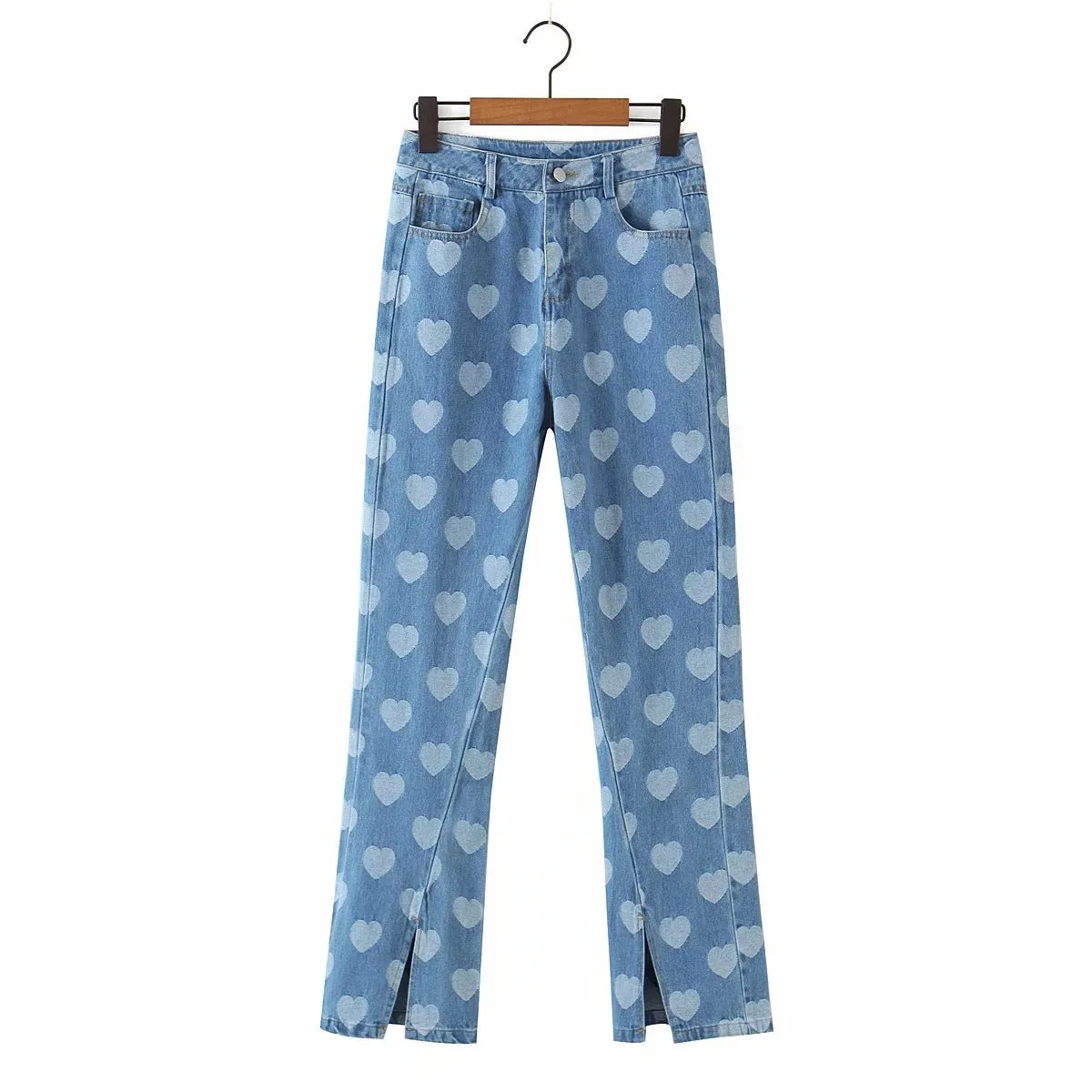 vintage heart print trousers  KF82797