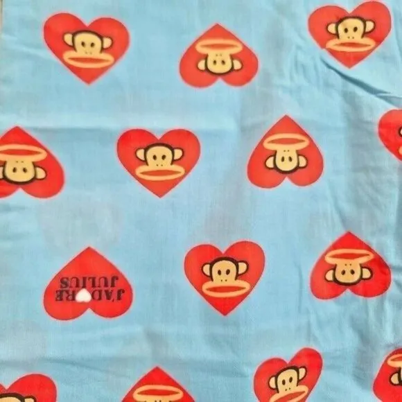 Vintage Paul Frank Julius Pajama Pants, Hearts, Blue &amp; Red, Large