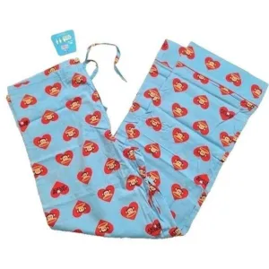 Vintage Paul Frank Julius Pajama Pants, Hearts, Blue &amp; Red, Large
