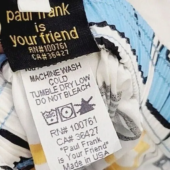 Vintage Paul Frank Pajama Pants, Camper, Blue, Large