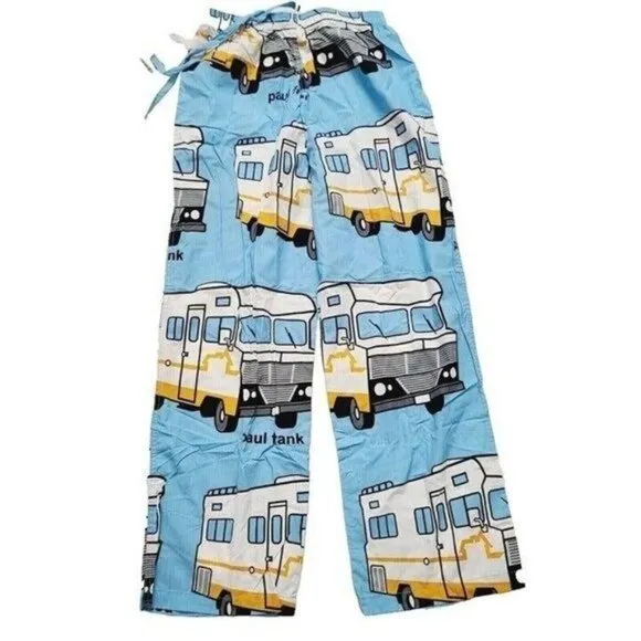 Vintage Paul Frank Pajama Pants, Camper, Blue, Medium