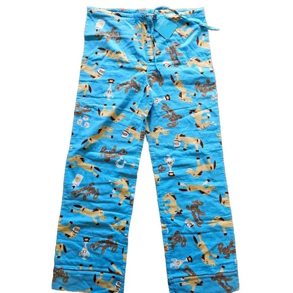 Vintage Paul Frank Pajama Pants, Longshot the Horse, Blue, Large