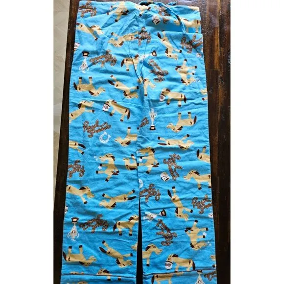 Vintage Paul Frank Pajama Pants, Longshot the Horse, Blue, Large