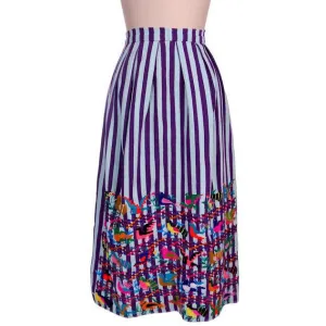 Vintage Skirt Hand Woven w/ Hand Embroidery Embroidered Birds 1940s