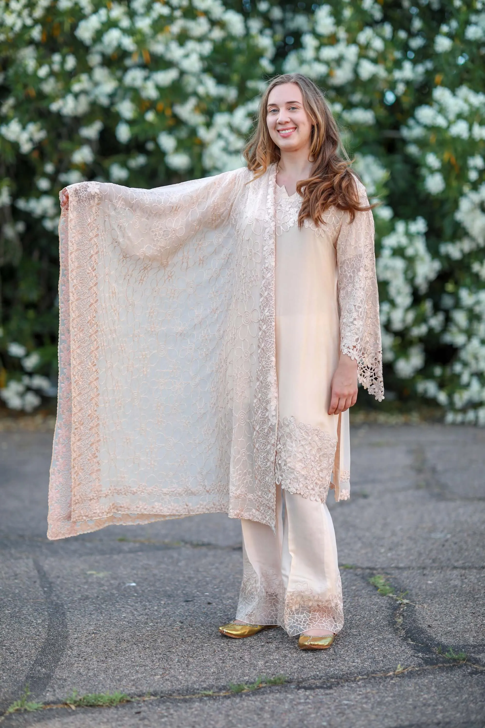White Chiffon Suit - Salwar Kameez
