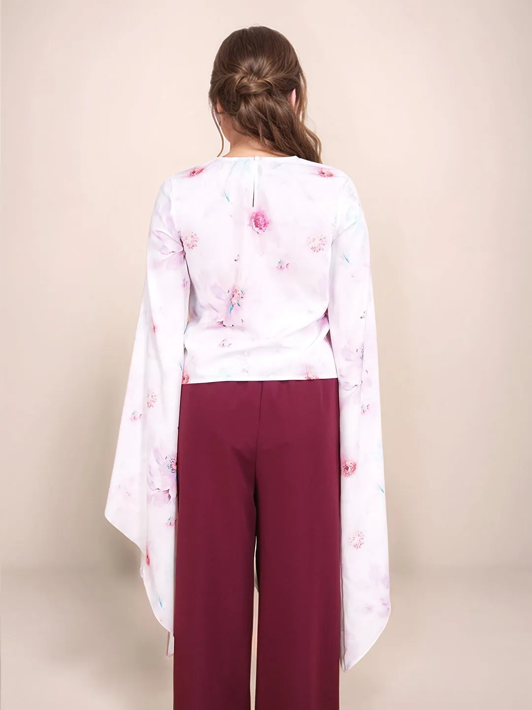 White Floral Prints Relaxed Fit Top