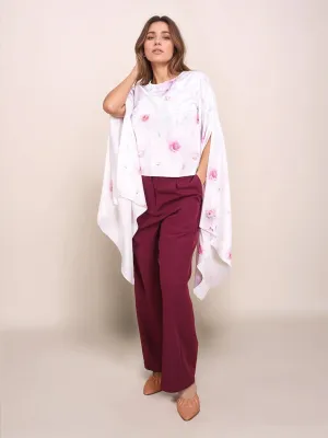 White Floral Prints Relaxed Fit Top