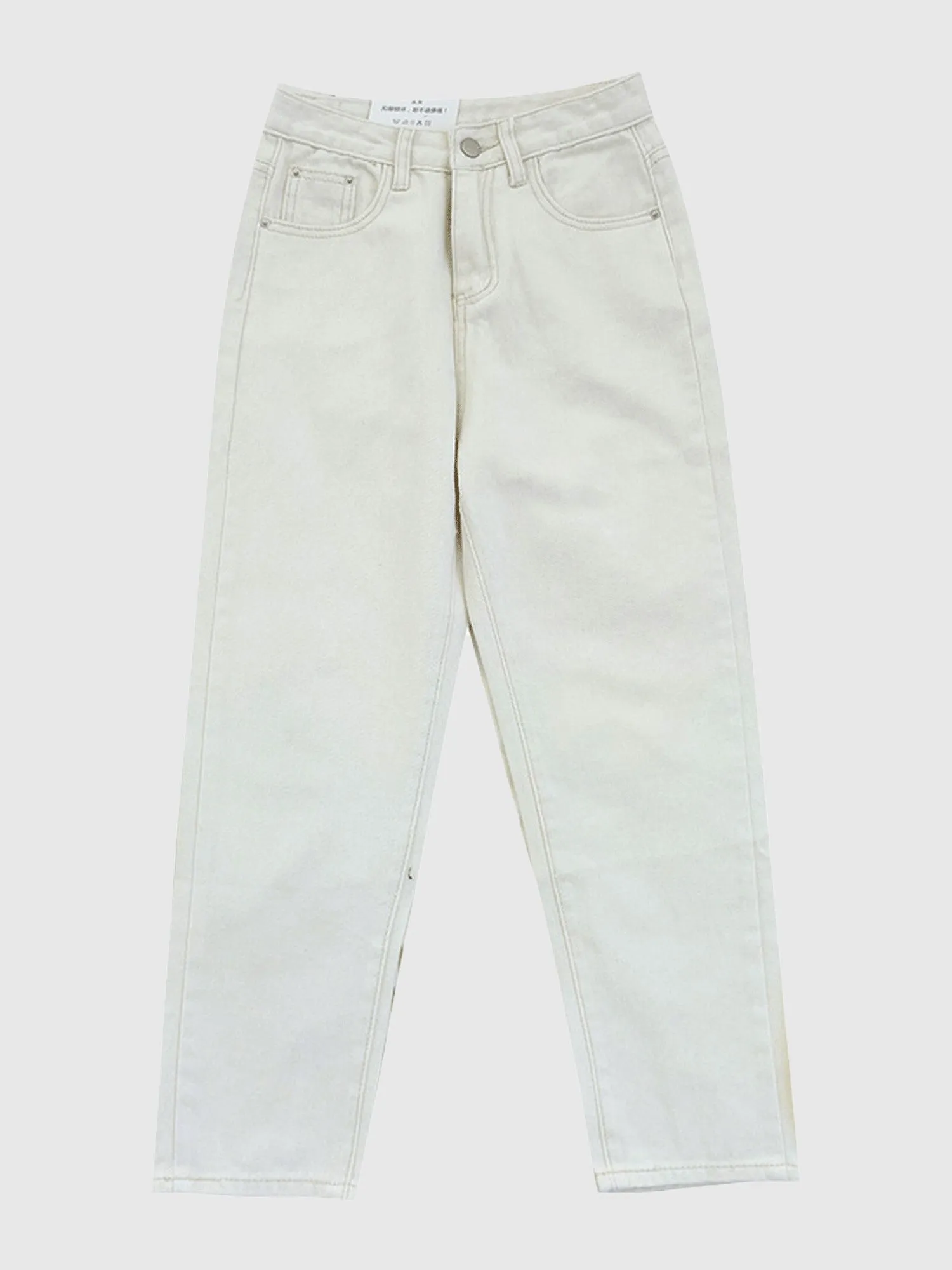 White High Waist Mom Jeans