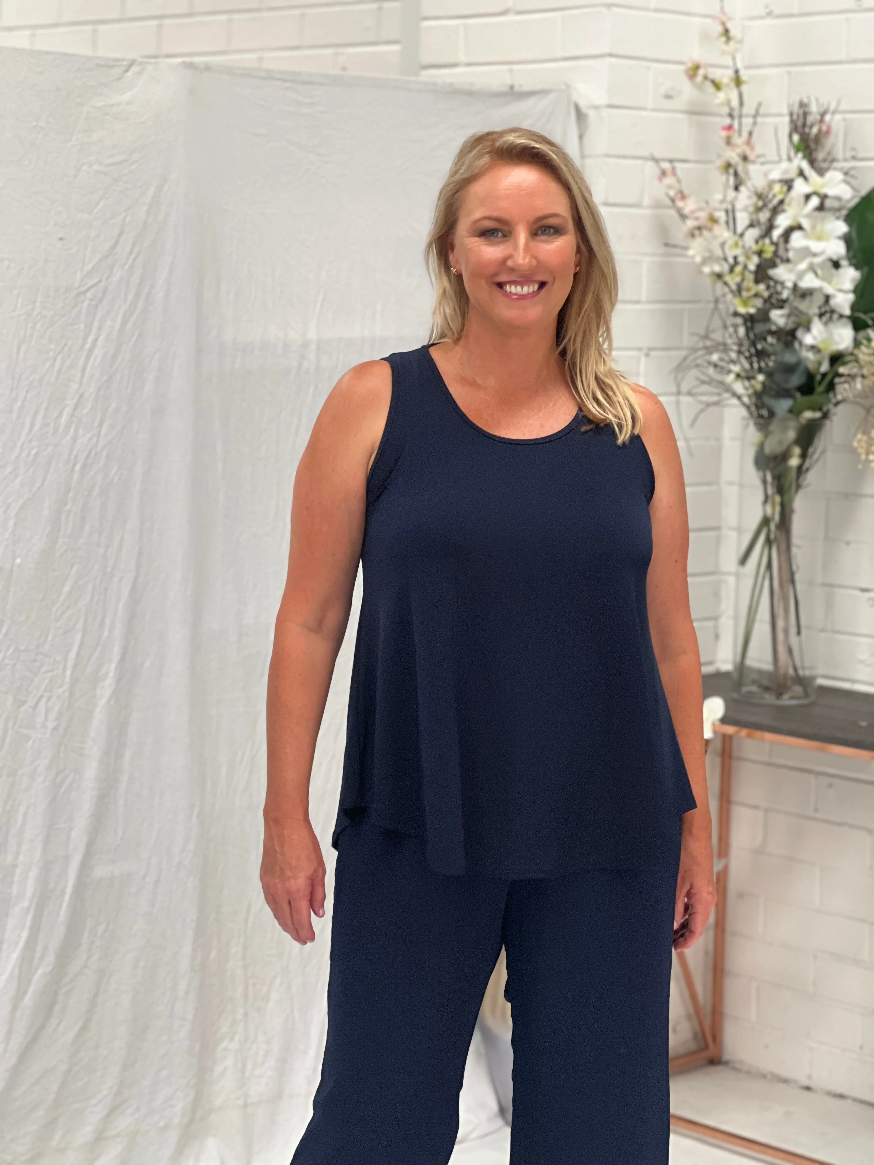 Winona Navy Jersey Top