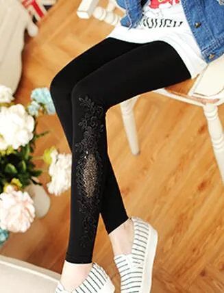 Women cotton lace decoration leggings 2019 size 7XL 4XL 3XL XXL XL L M S 6XL 5XL