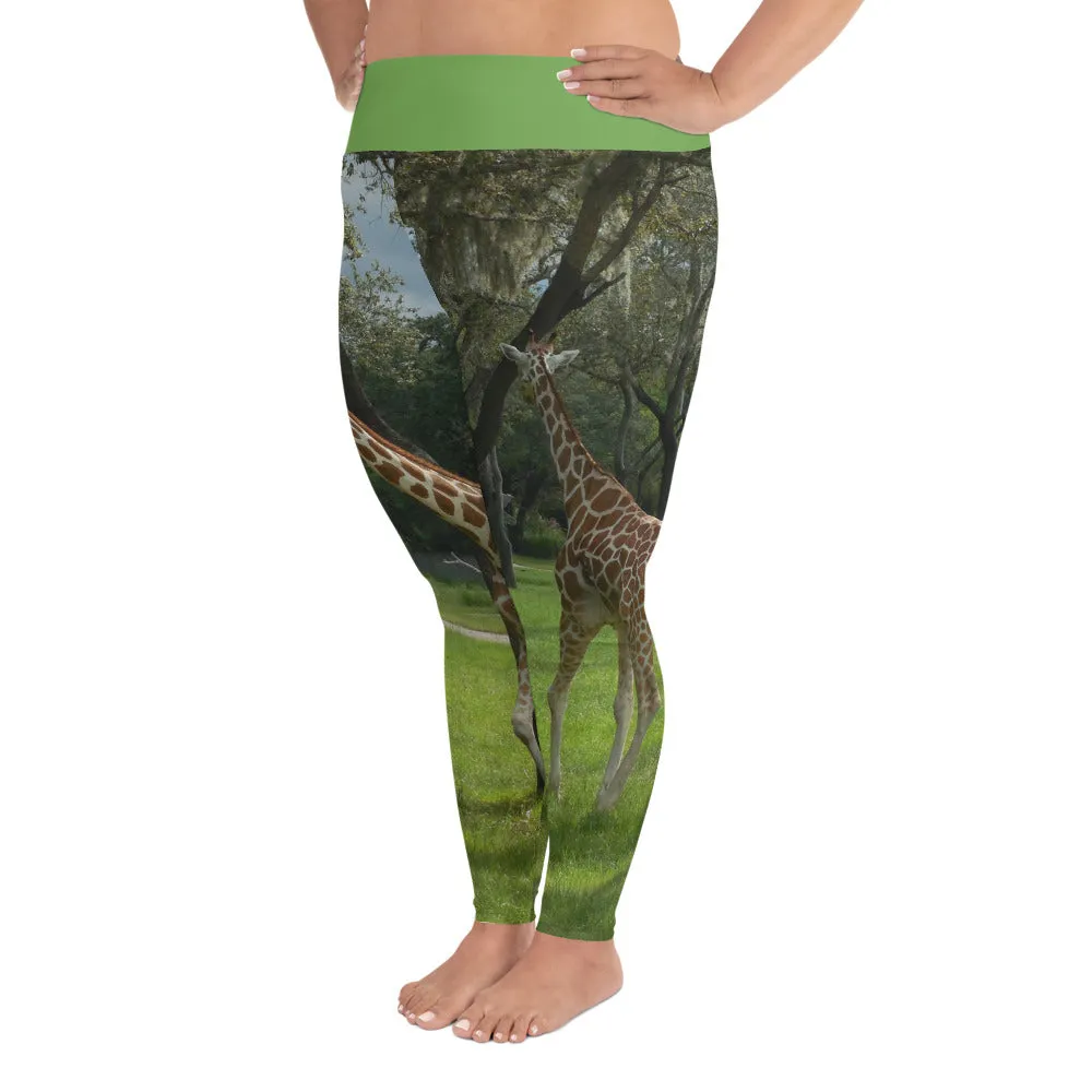 Women's All-Over Print Plus Size Fitness/Fashion Leggings - Jeffrey the Giraffe Collection