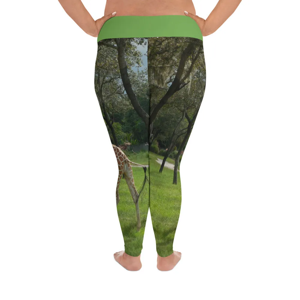 Women's All-Over Print Plus Size Fitness/Fashion Leggings - Jeffrey the Giraffe Collection
