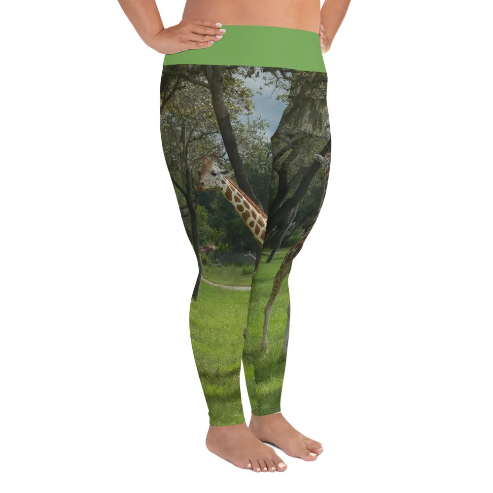 Women's All-Over Print Plus Size Fitness/Fashion Leggings - Jeffrey the Giraffe Collection
