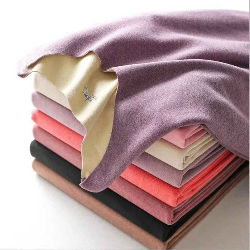 Women's Cationic Thermostatic Double-sided Pajamas Shirt Pants Long Sleeves Suit Seamless German Velvet Warm Pyjamas Set Slim Fit Round Neck Suits
