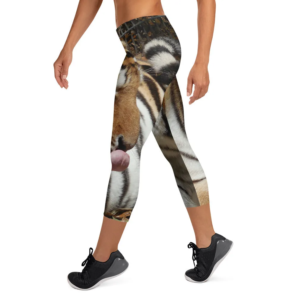 Women's Fitness/Fashion Capri Leggings - All-Over Print - Toby the Tiger Collection