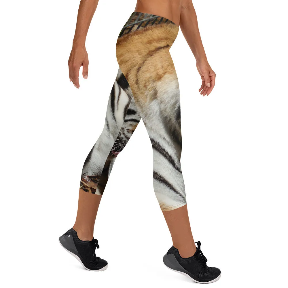 Women's Fitness/Fashion Capri Leggings - All-Over Print - Toby the Tiger Collection