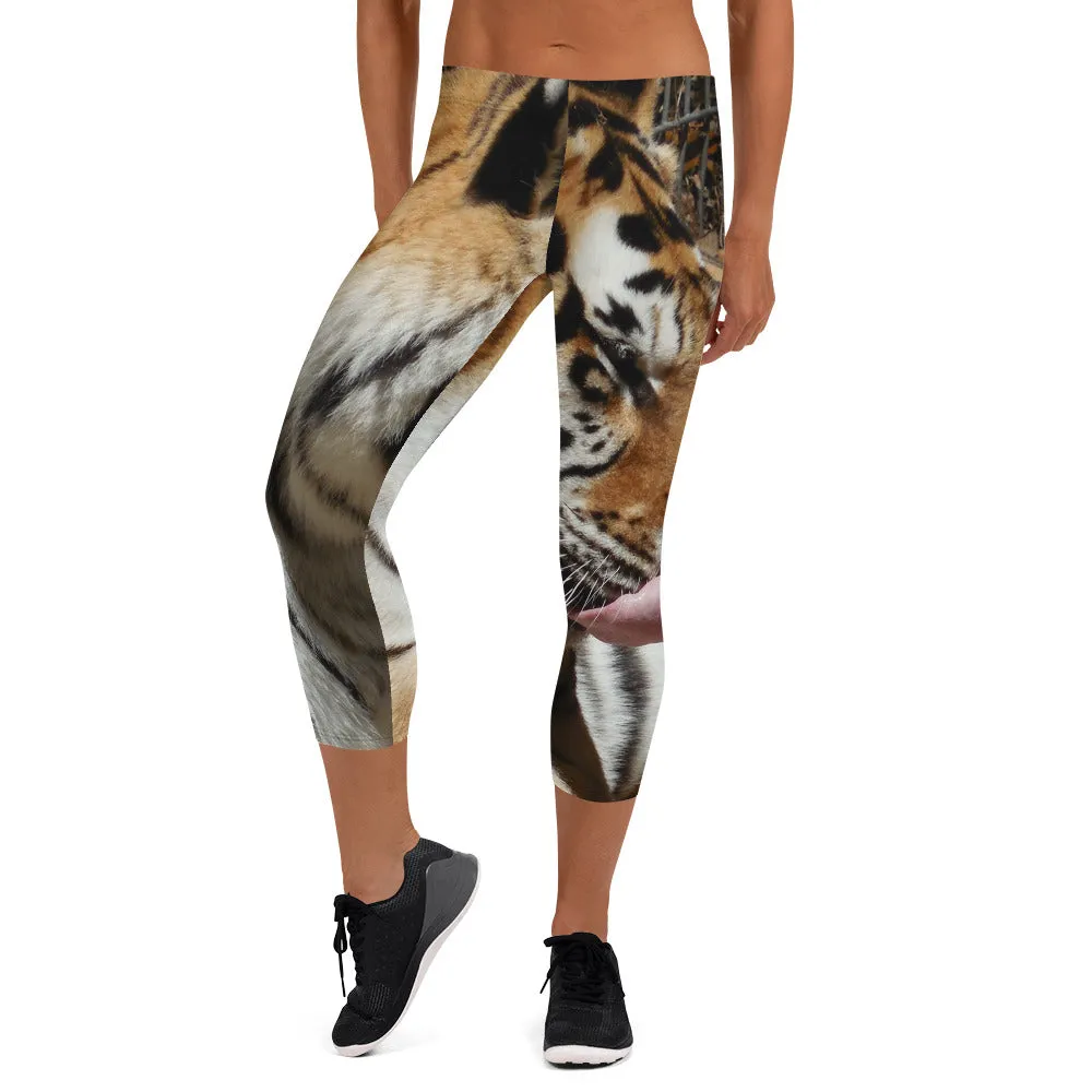 Women's Fitness/Fashion Capri Leggings - All-Over Print - Toby the Tiger Collection