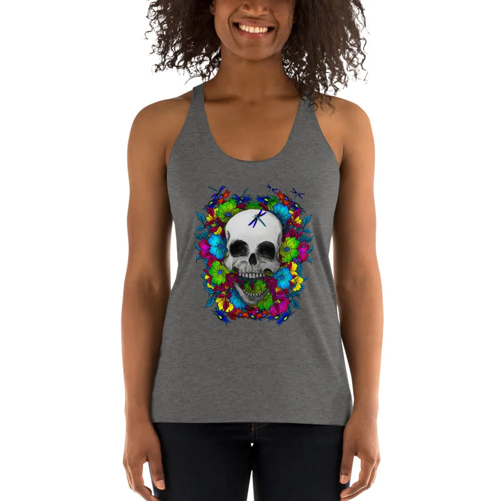 Women's Floral Skull Racerback Tank