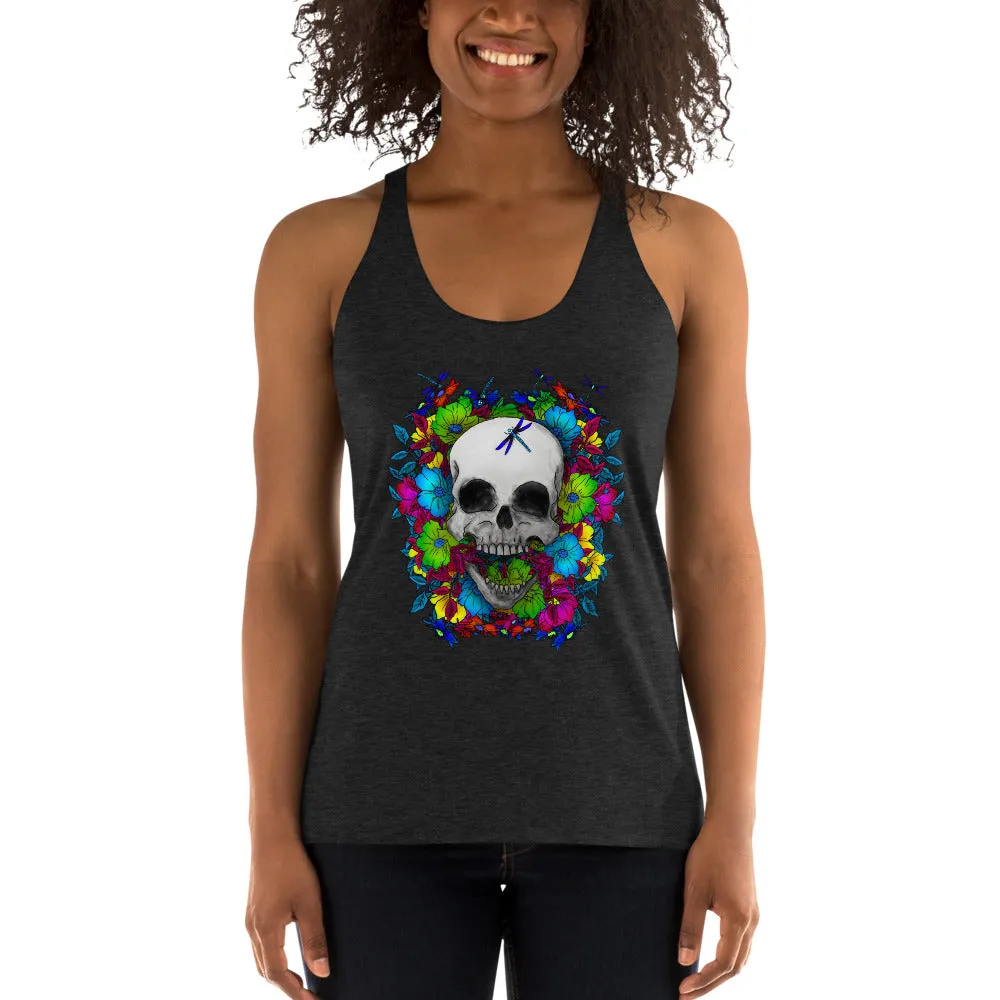 Women's Floral Skull Racerback Tank