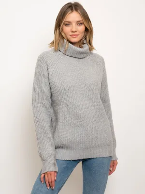 WOMEN'S KNIT GREY TURTLENECK  SWEATER
