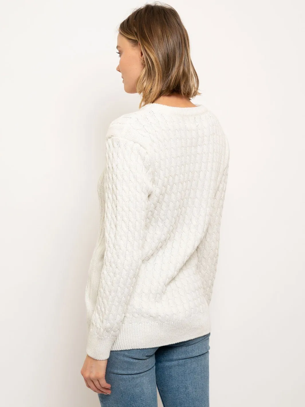 WOMEN'S KNIT OFF WHITE SWEATER