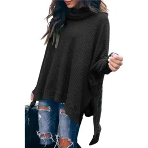 Women's Oversized Tunic Sweater Tops 2024 Outfits Black