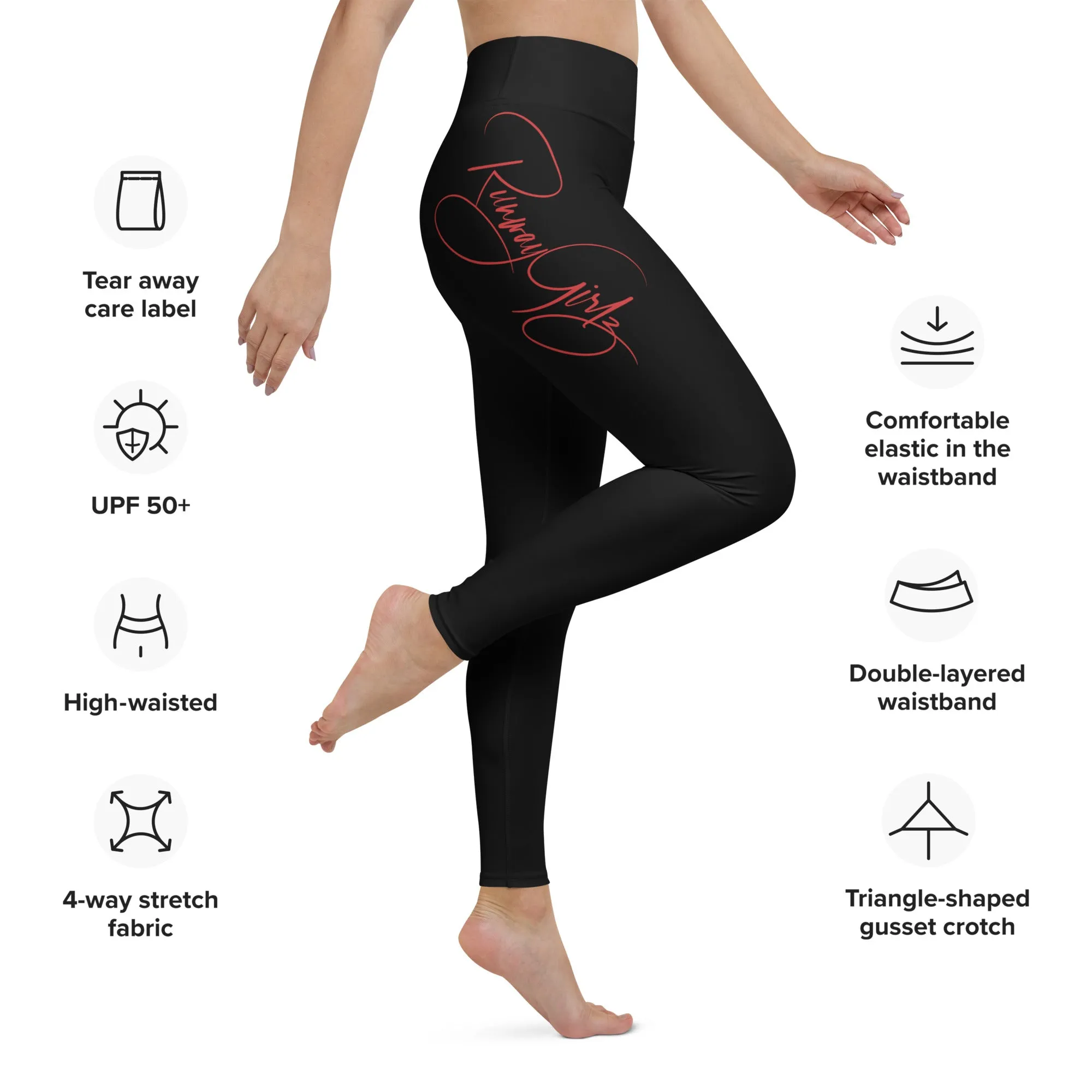Women's Runway Girlz Yoga Leggings (Black/Red)