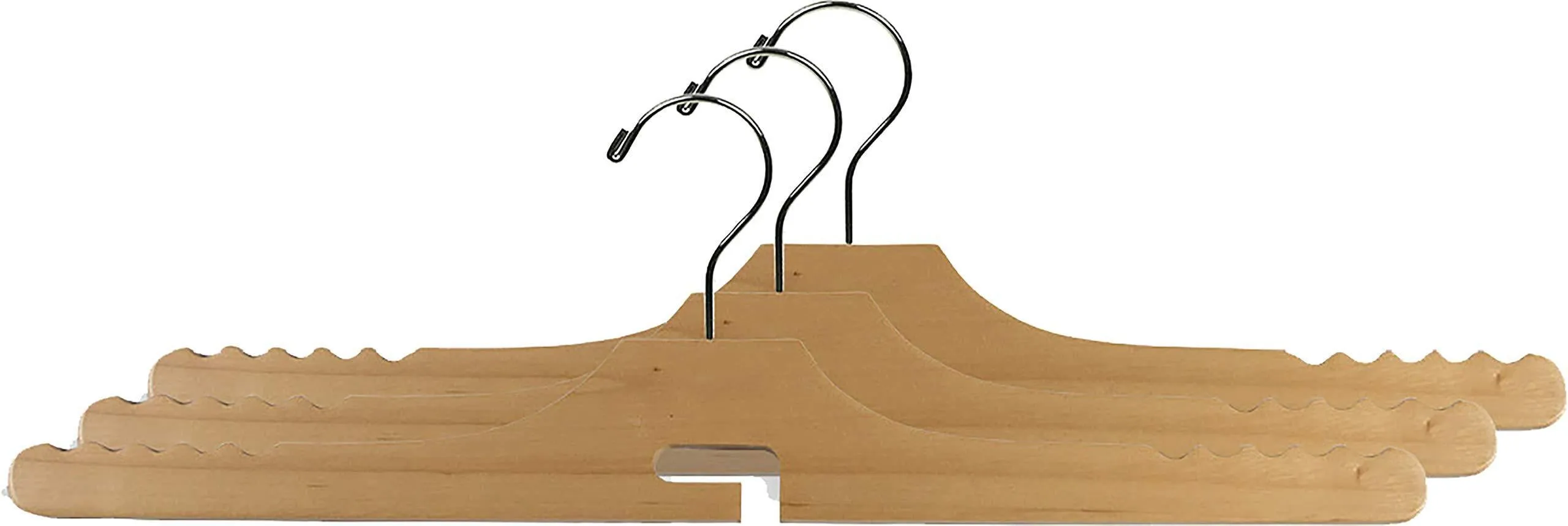 Wooden Jeans Hanger with Matte Natural Finish, Box of 10 Solid Wood Wrinkle Free Pant Hangers with Permission by SalDebus