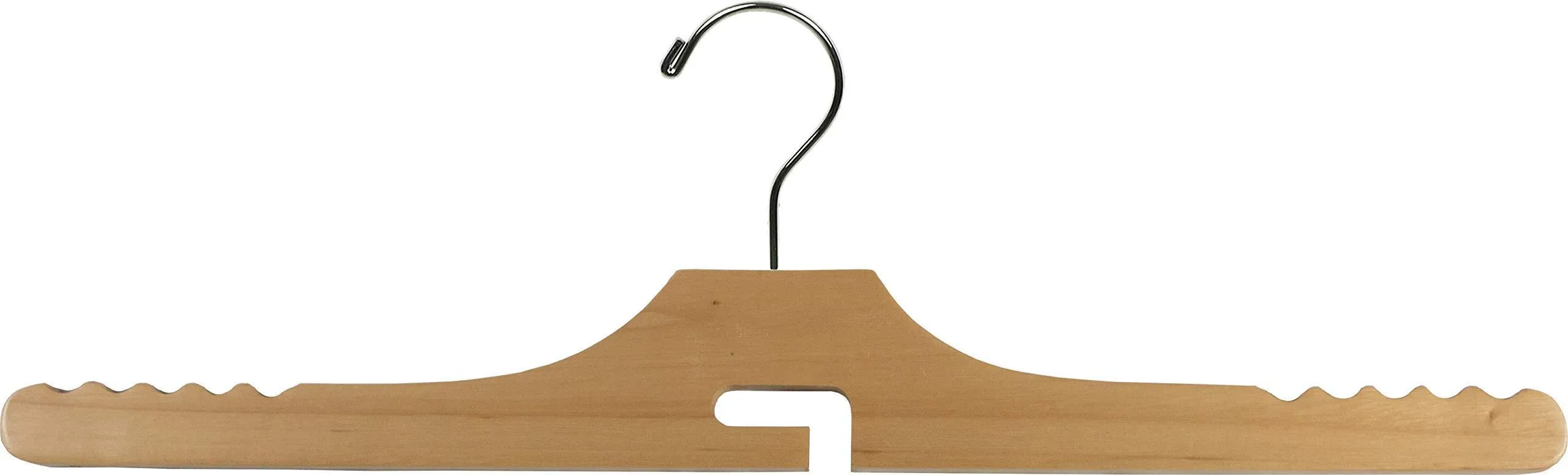Wooden Jeans Hanger with Matte Natural Finish, Box of 10 Solid Wood Wrinkle Free Pant Hangers with Permission by SalDebus