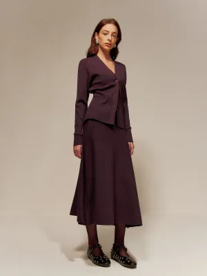 Wool-Blend Plain Sweater Skirt