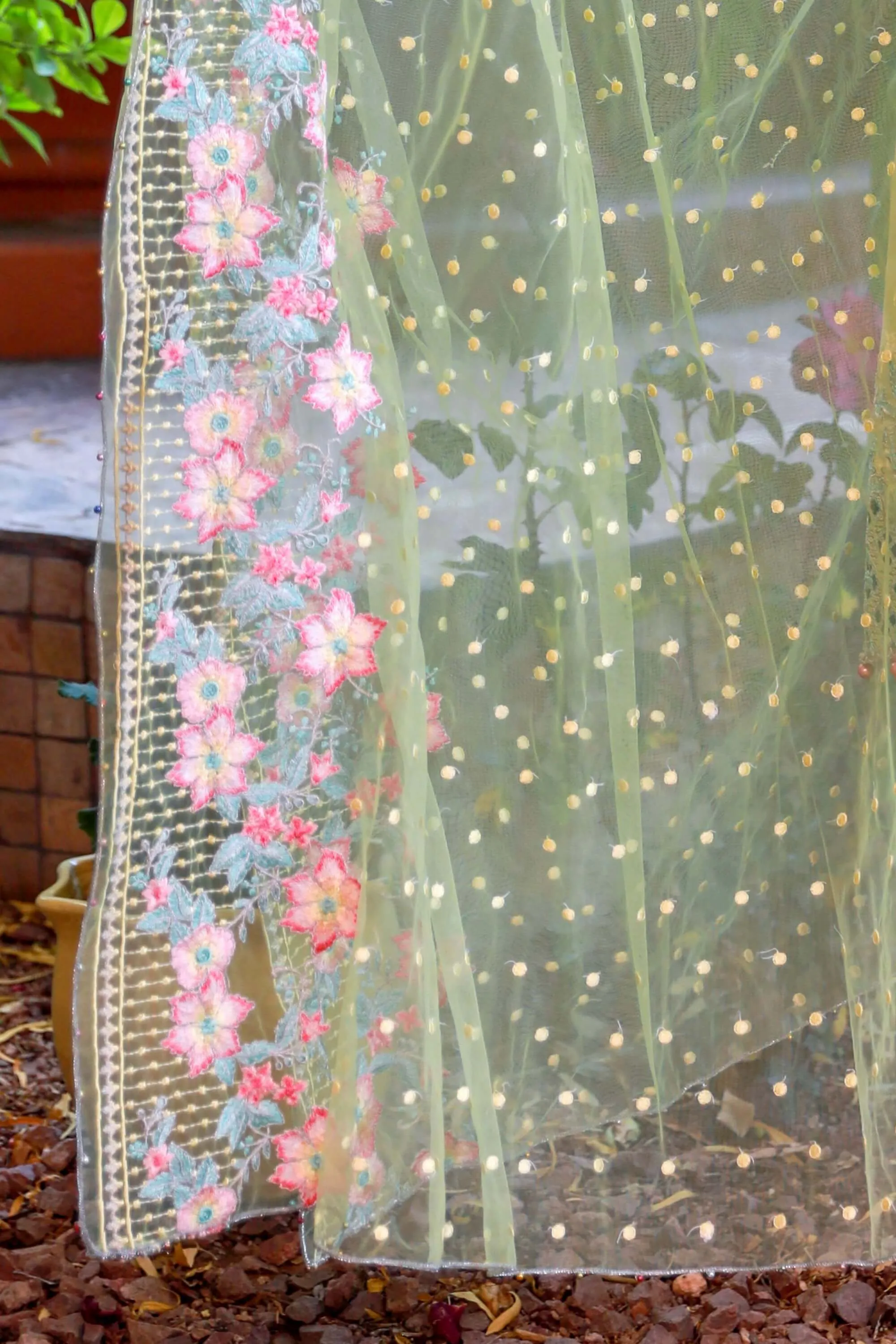 Yellow Chiffon Salwar Kameez Suit With Embroidery