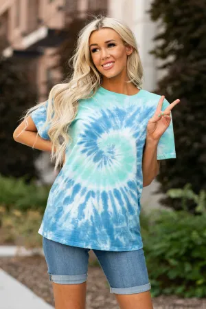 Young Again Tie Dye Tee Green & Blue