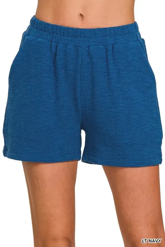Zenana Cotton Slub Shorts